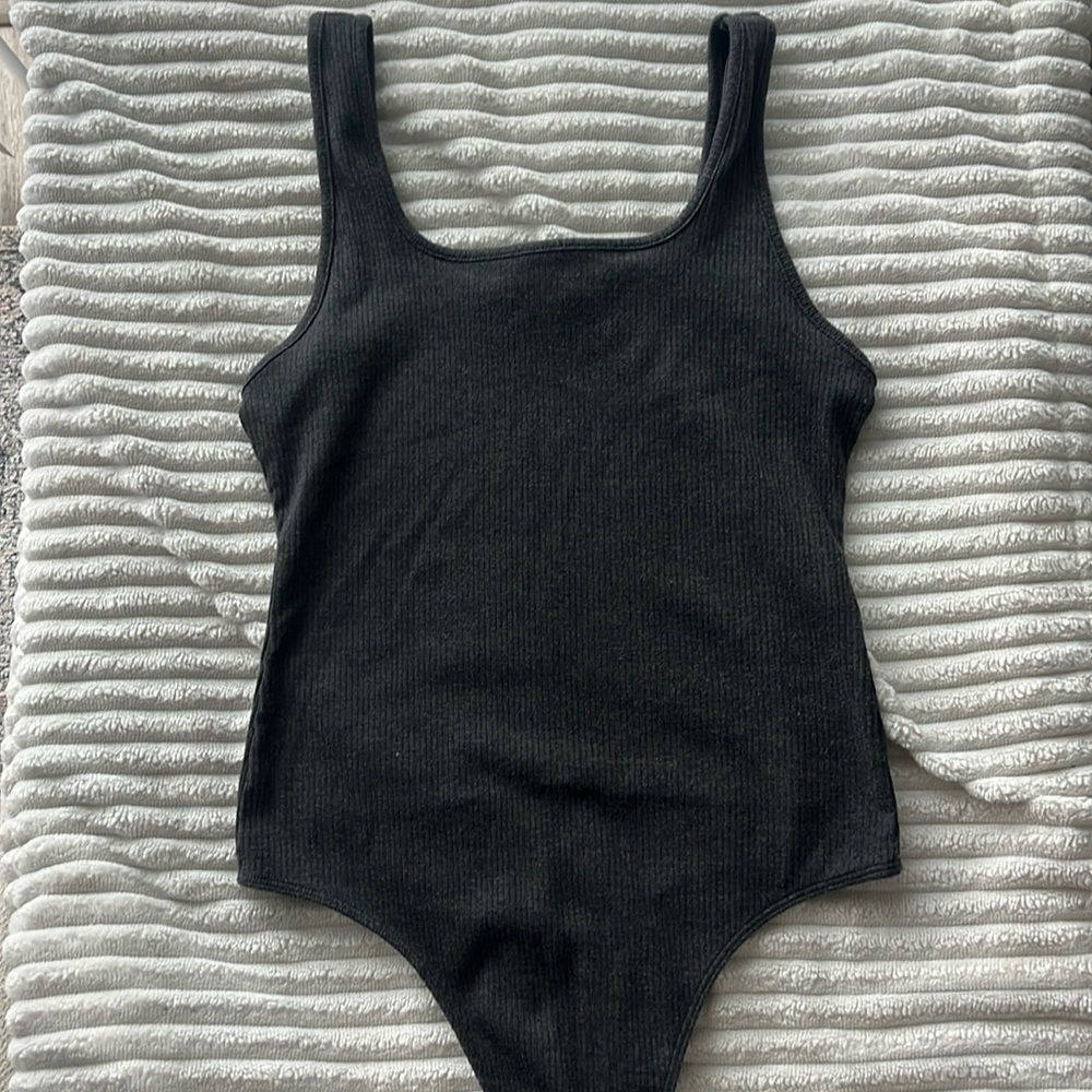 Grey Ribbed Bodysuit